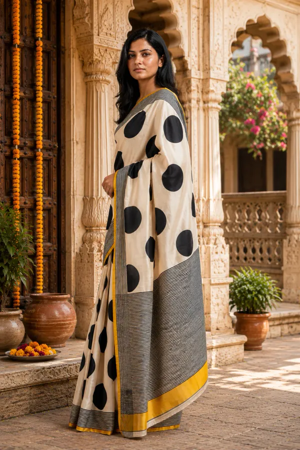 CREAM_AND_ROUND_AJRAKH_MODAL_SILK_SAREE_WIITH_BLOUSE_
