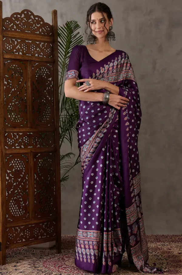 Premium_Morpiche_Printed_Ajarakh_Satin_Saree
