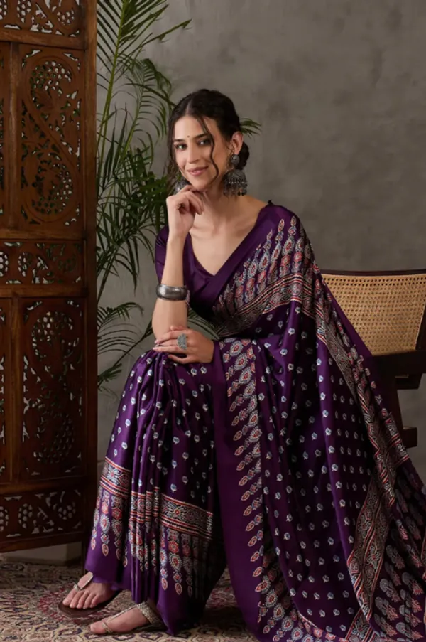 Premium_Morpiche_Printed_Ajarakh_Satin_Saree