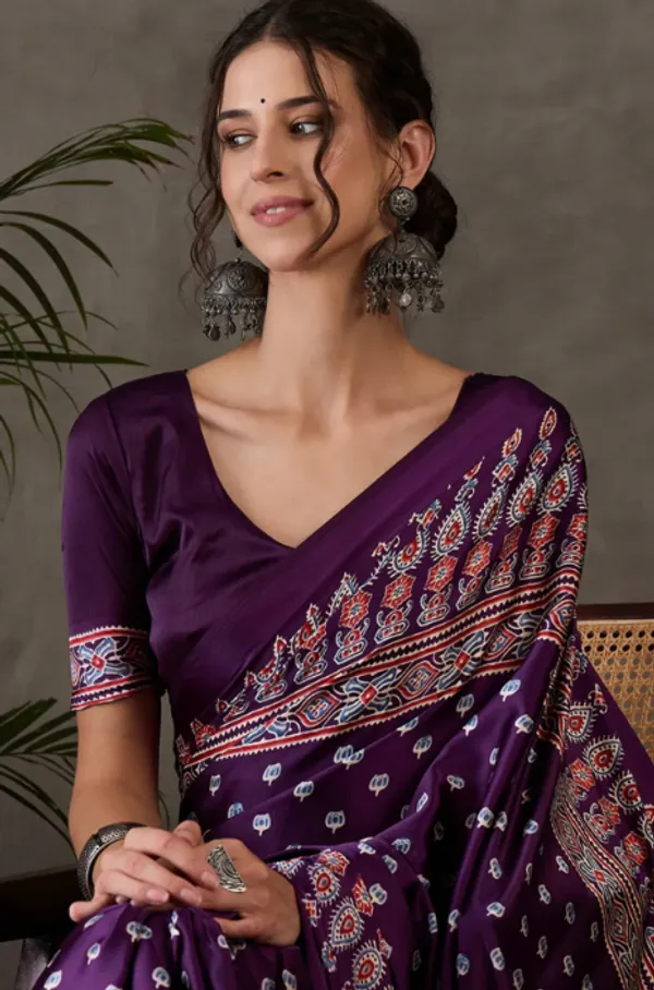 Premium_Morpiche_Printed_Ajarakh_Satin_Saree