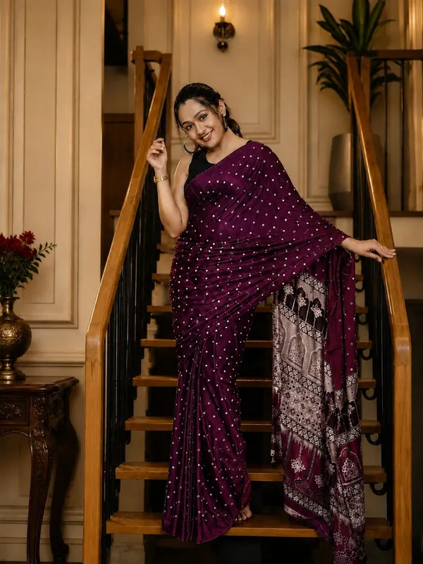 Ajrakh_Pallu_Wine_Colour_With_Mirror_Work