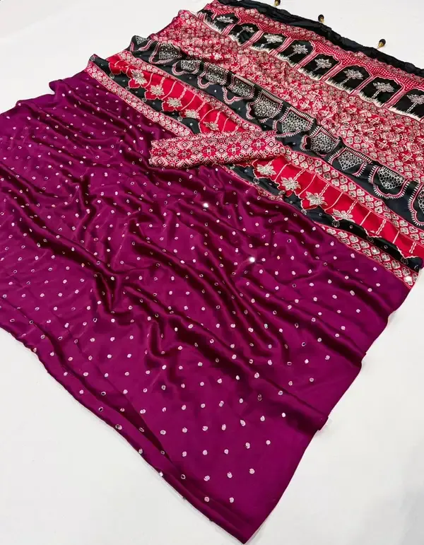 Ajrakh_Pallu_Wine_Colour_With_Mirror_Work