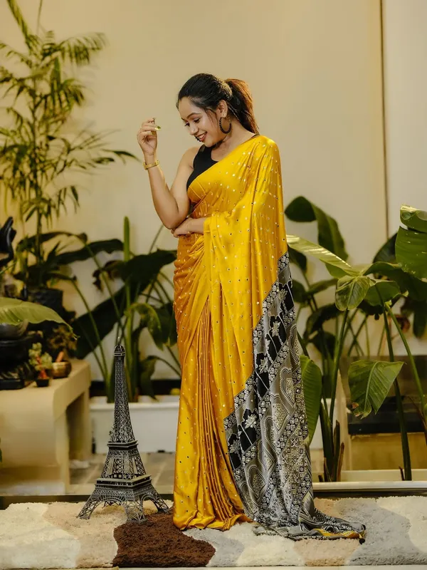 Mustard_Yellow_Ajrakh_Pallu_Mirror_Work_Saree