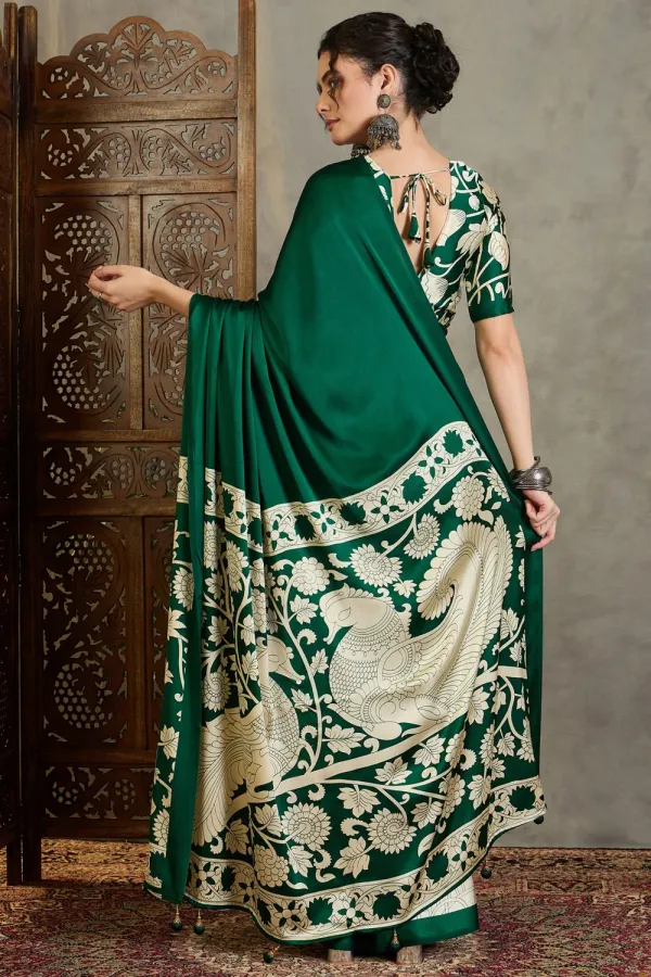 Evergreen_Kalamkari_Printed_Satin_Silk_Saree