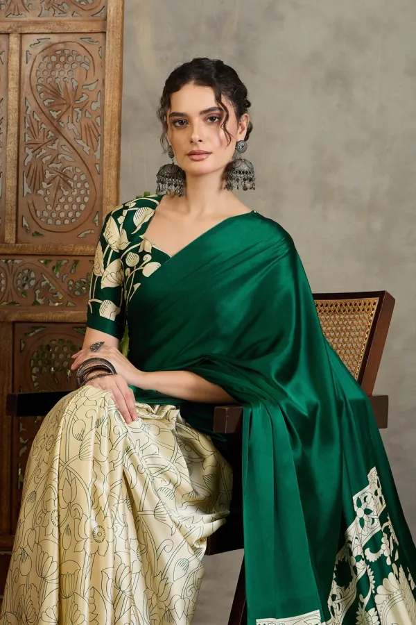 Evergreen_Kalamkari_Printed_Satin_Silk_Saree