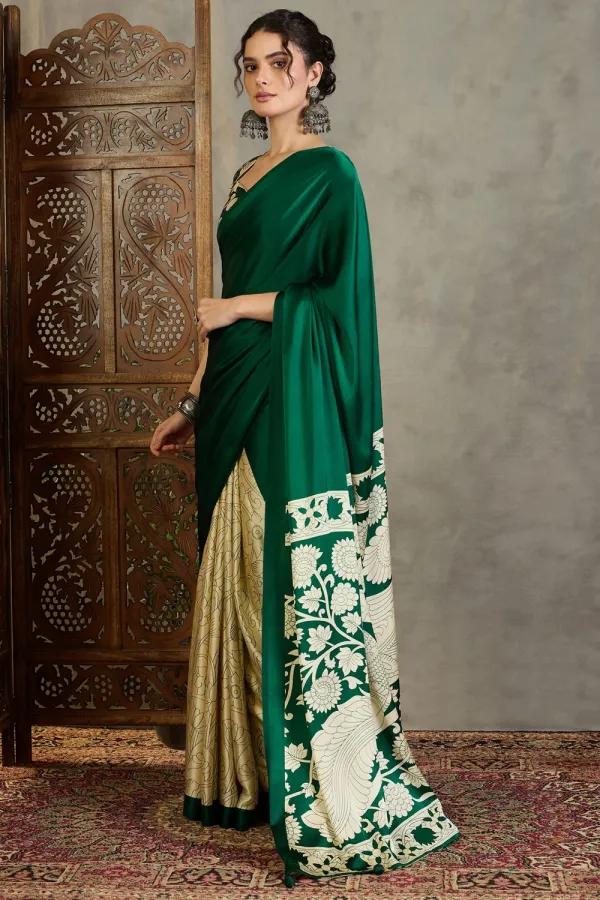 Evergreen_Kalamkari_Printed_Satin_Silk_Saree