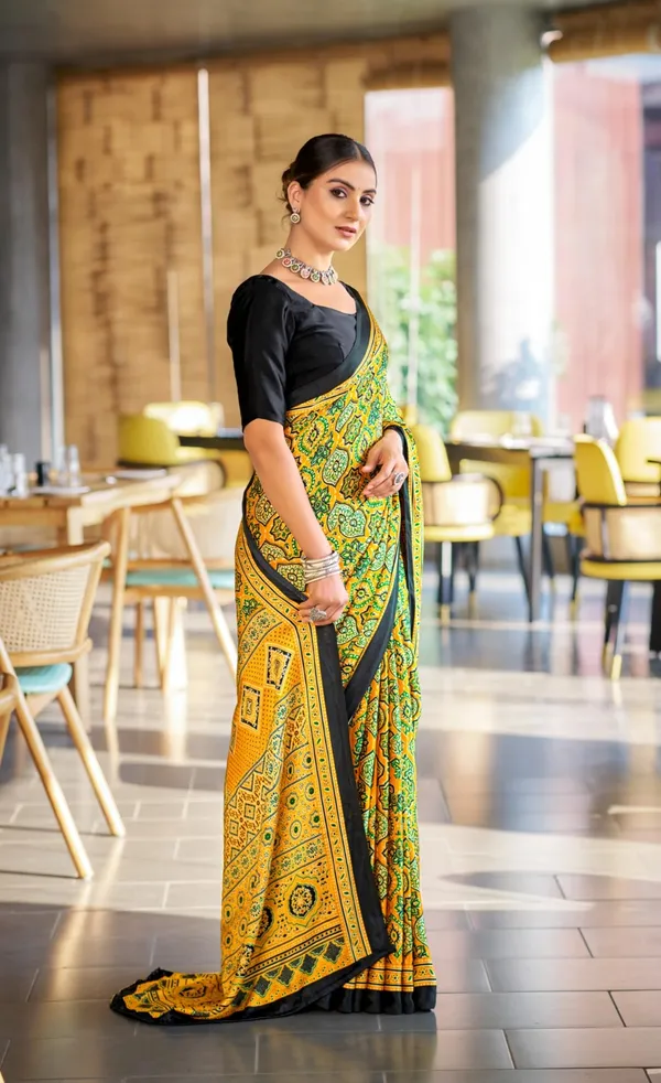 Brilliant_Yellow_Ajrakh_Printed_Soft_Modal_Silk_Natural_Print_Saree