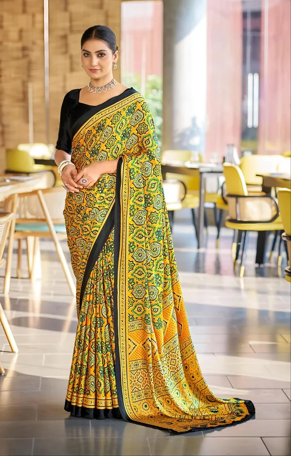 Brilliant_Yellow_Ajrakh_Printed_Soft_Modal_Silk_Natural_Print_Saree
