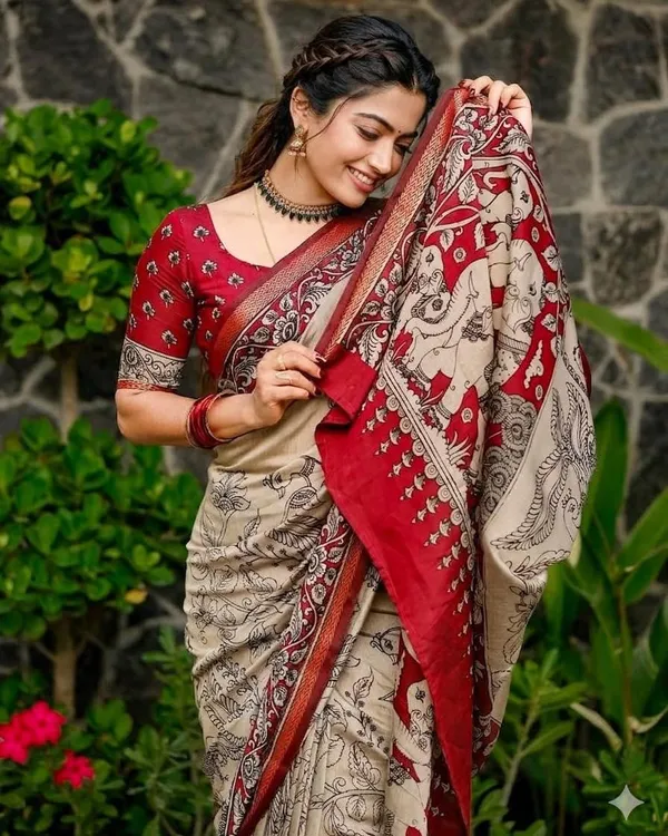 Pure_White_Corn_Silk_Saree_With_Unstitched_Blouse_Piece