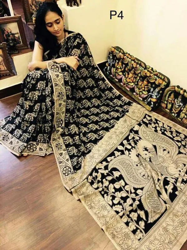 BLACK_COLOR_KALAMKARI_SAREE