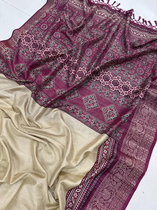 TRADITIONAL_CREAM_AND_WINE_COLOR_WITH_BEAUTIFULL_GOLDEN_WEVING_SAREE_WITH_LESS_BORDER