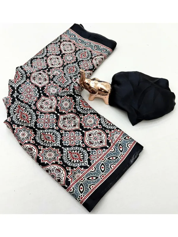 BLACK_COLOR_AJRAKH_SAREE