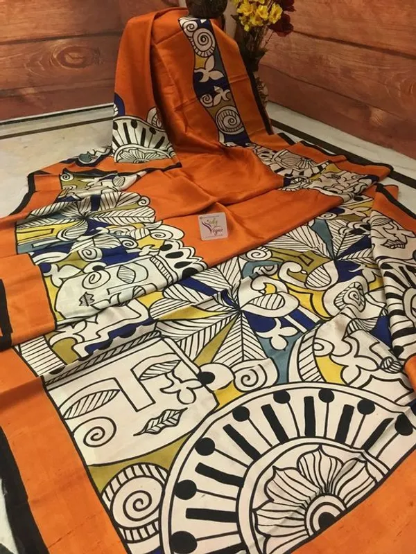 RUST_COLOR_KALAMKARI_SAREE