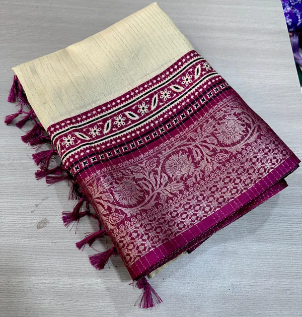 TRADITIONAL_CREAM_AND_WINE_COLOR_WITH_BEAUTIFULL_GOLDEN_WEVING_SAREE_WITH_LESS_BORDER