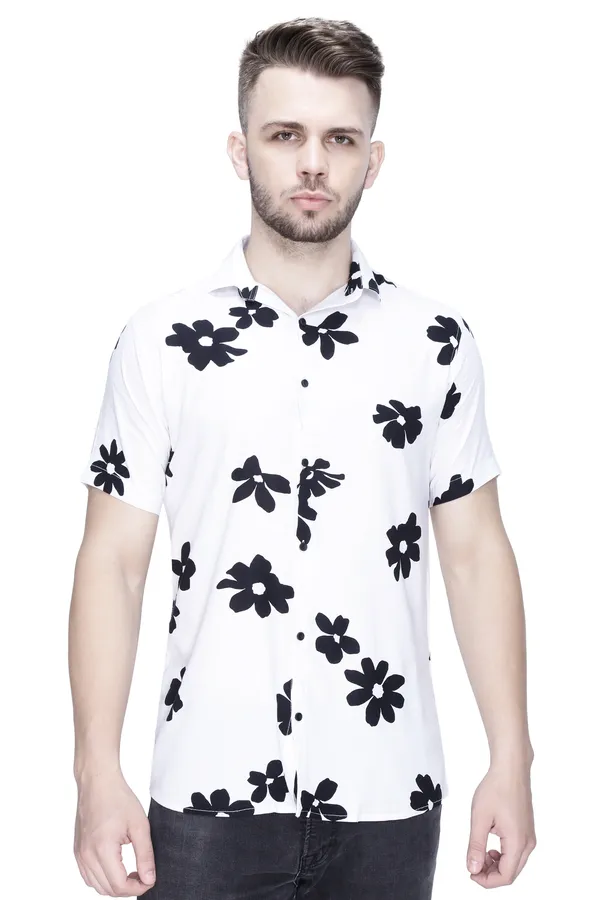 White_Rayon_Floral_Slim_Fit_Shirt_For_Men