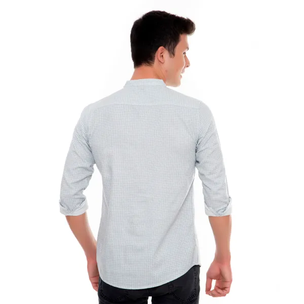 White_Cotton_Geometric_Slim_Fit_Short_Kurta_For_Men