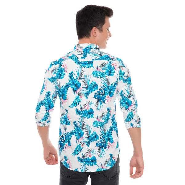 White_And_Blue_Cotton_Floral_Slim_Fit_Full_Sleeve_Shirt_For_Men