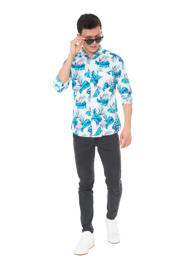 White_And_Blue_Cotton_Floral_Slim_Fit_Full_Sleeve_Shirt_For_Men