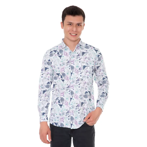 White_Cotton_Novelty_Slim_Fit_Full_Sleeve_Shirt_For_Men