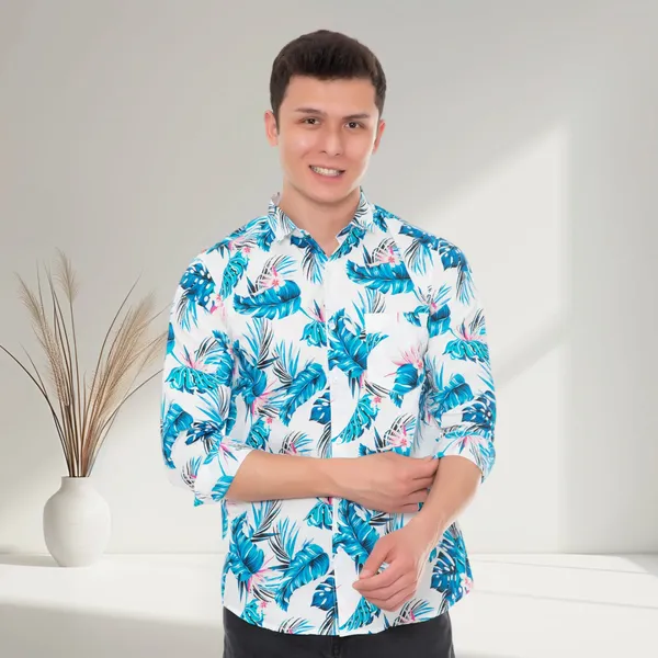 White_And_Blue_Cotton_Floral_Slim_Fit_Full_Sleeve_Shirt_For_Men