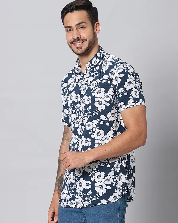 Blue_Rayon_Floral_Slim_Fit_Half_Sleeve_Shirt_For_Men