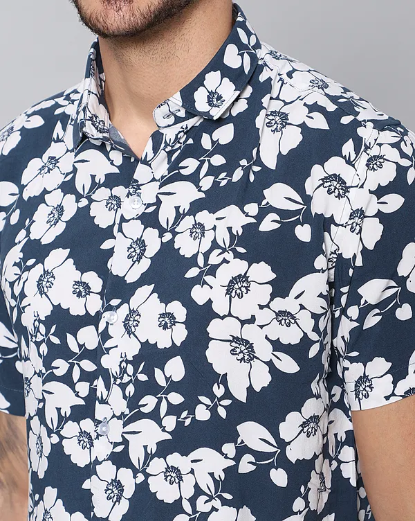 Blue_Rayon_Floral_Slim_Fit_Half_Sleeve_Shirt_For_Men