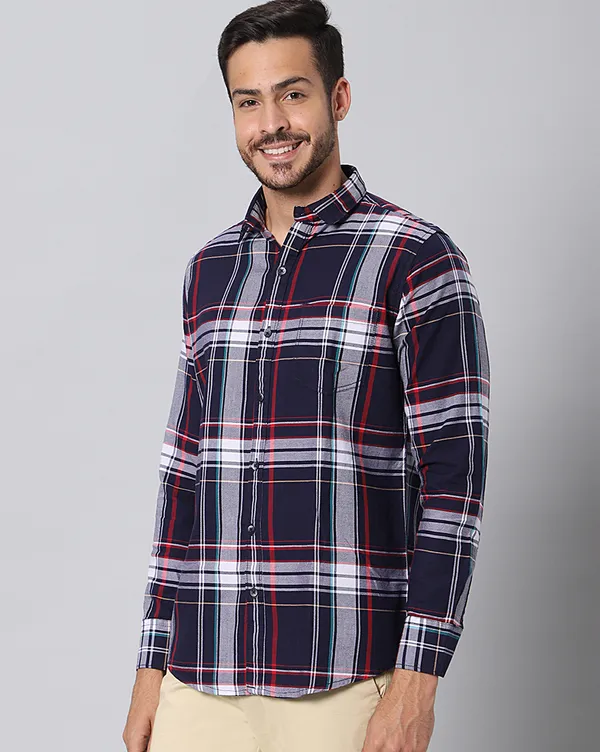 Blue_Cotton_Checks_Slim_Fit_Half_Sleeve_Shirt_For_Men