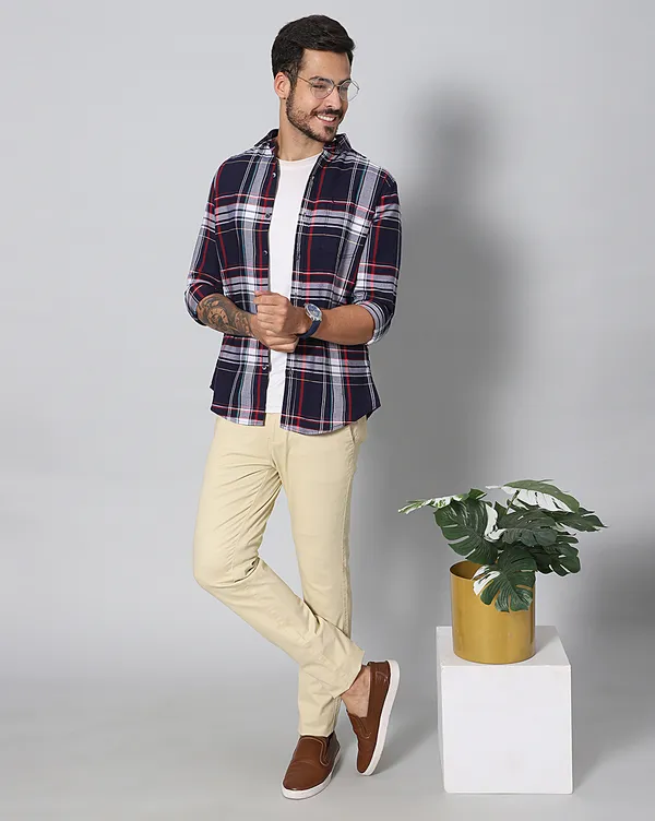 Blue_Cotton_Checks_Slim_Fit_Half_Sleeve_Shirt_For_Men
