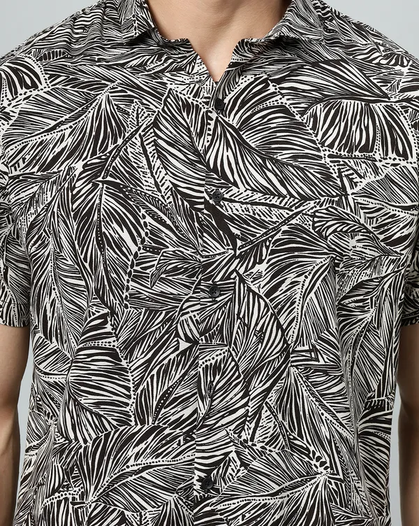 Black_Rayon_Leaf_Regular_Fit_Half_Sleeve_Shirt_For_Men