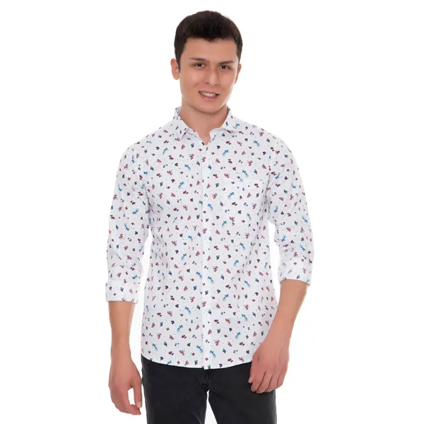 White_Cotton_Floral_Slim_Fit_Full_Sleeve_Shirt_For_Men