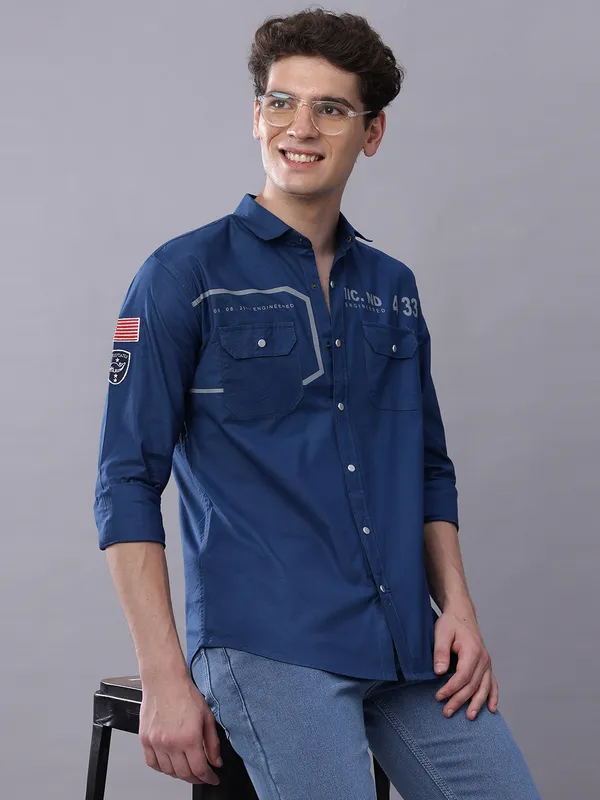 Blue_Slim_Fit_Full_Sleeves_Shirt_With_Cargo_Pockets_For_Men