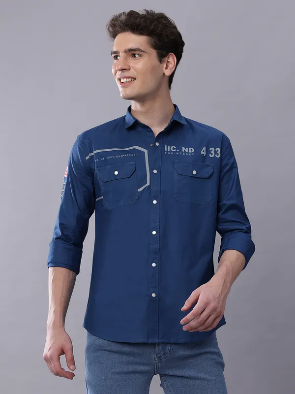Blue_Slim_Fit_Full_Sleeves_Shirt_With_Cargo_Pockets_For_Men