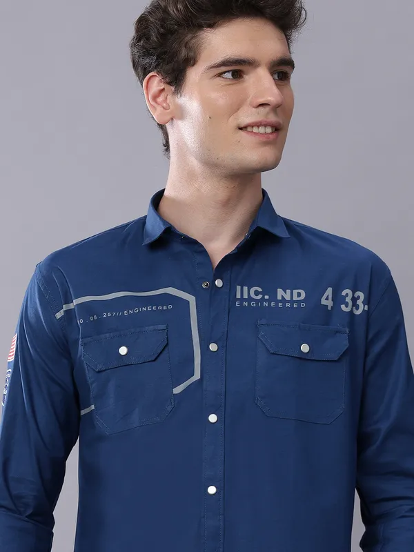 Blue_Slim_Fit_Full_Sleeves_Shirt_With_Cargo_Pockets_For_Men