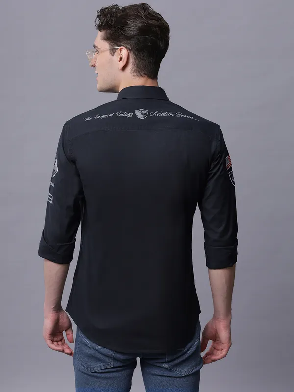 Navy_Blue_Slim_Fit_Full_Sleeves_Shirt_With_Cargo_Pockets_For_Men