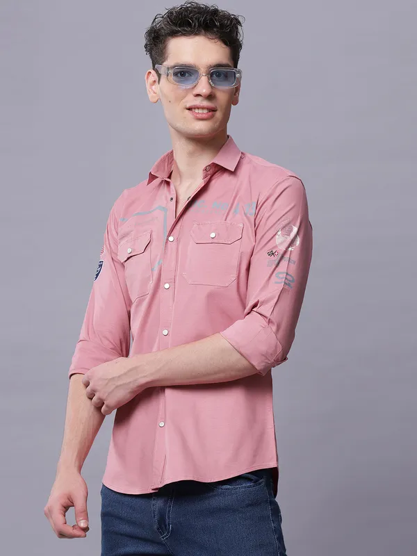 Pink_Slim_Fit_Cotton_Full_Sleeves_Cargo_Shirt_For_Men