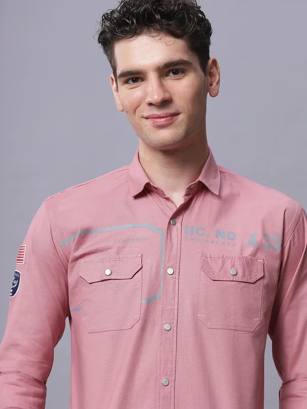 Pink_Slim_Fit_Cotton_Full_Sleeves_Cargo_Shirt_For_Men