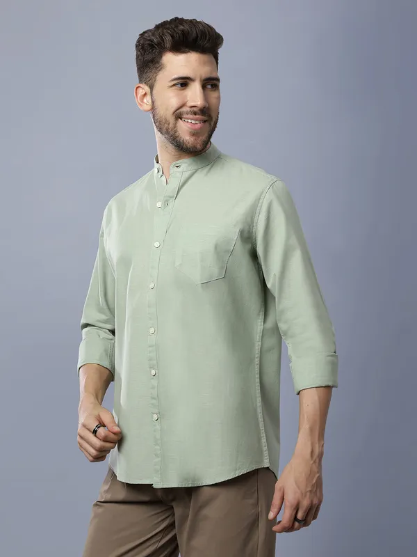 Mens_Solid_Linen_Blend_Mandarin_Collar_Regular_Fit_Full_Sleeves_Shirt