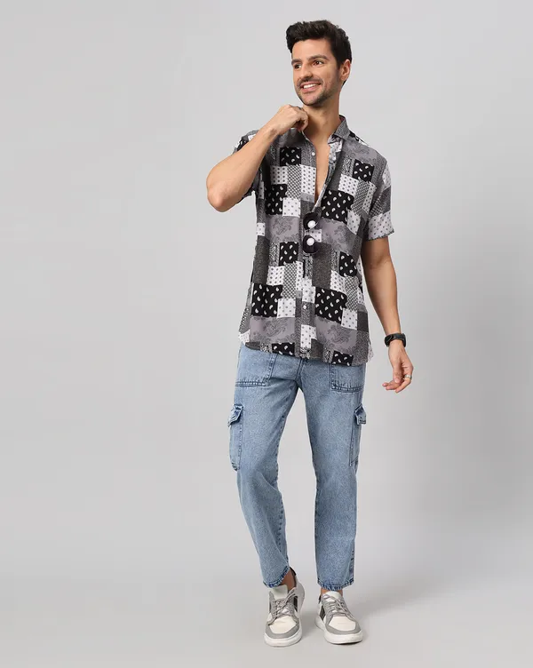 Grey_Rayon_Floral_Regular_Fit_Half_Sleeve_Shirt_For_Men