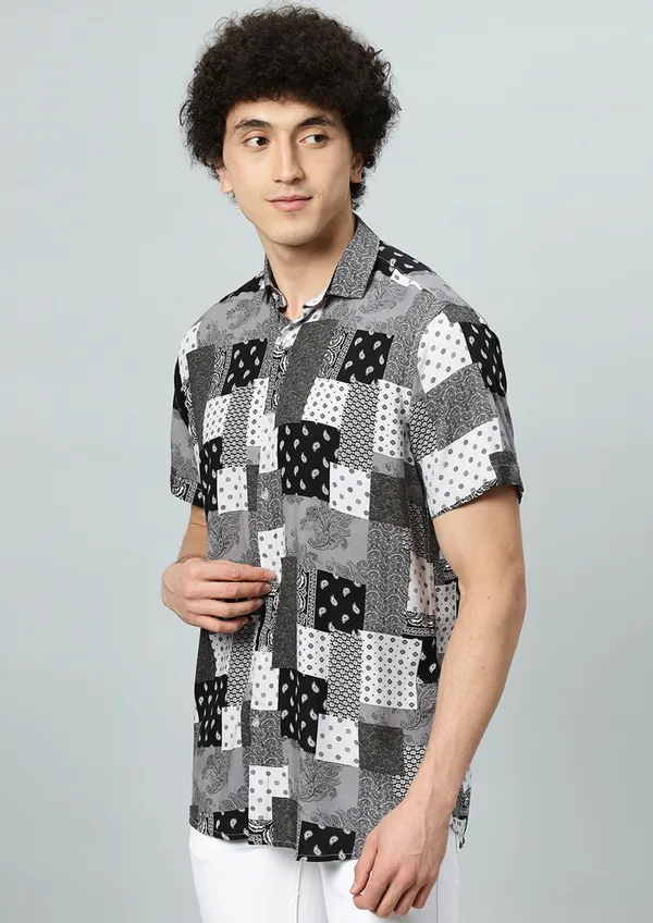 Grey_Rayon_Floral_Regular_Fit_Half_Sleeve_Shirt_For_Men