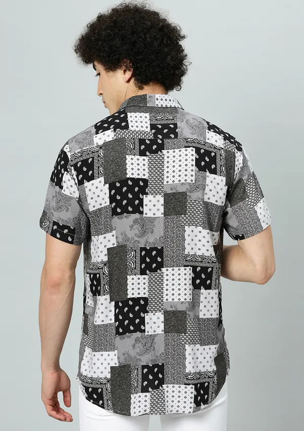Grey_Rayon_Floral_Regular_Fit_Half_Sleeve_Shirt_For_Men