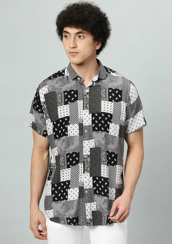 Grey_Rayon_Floral_Regular_Fit_Half_Sleeve_Shirt_For_Men
