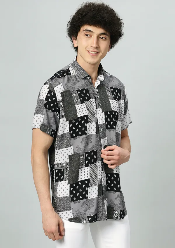 Grey_Rayon_Floral_Regular_Fit_Half_Sleeve_Shirt_For_Men