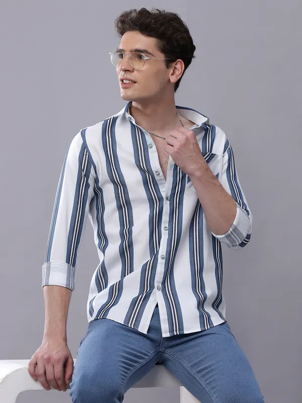 Mens_Yarn_Dyed_Striped_Cotton_Shirt_Full_Sleeve_Casual_Plaid_Button_Down