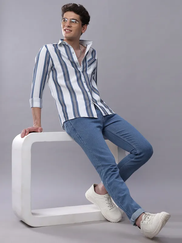 Mens_Yarn_Dyed_Striped_Cotton_Shirt_Full_Sleeve_Casual_Plaid_Button_Down