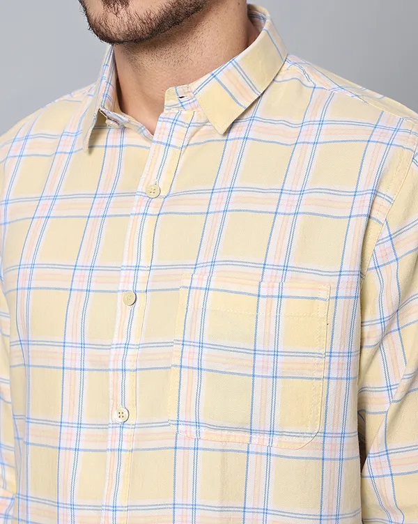 Yellow_Cotton_Checks_Slim_Fit_Full_Sleeve_Shirt_For_Men
