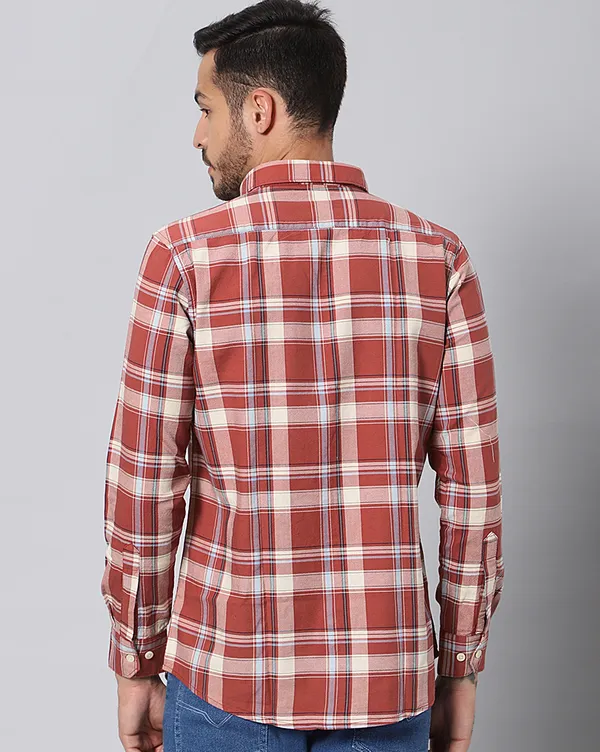 Red_Cotton_Checks_Slim_Fit_Full_Sleeve_Shirt_For_Men