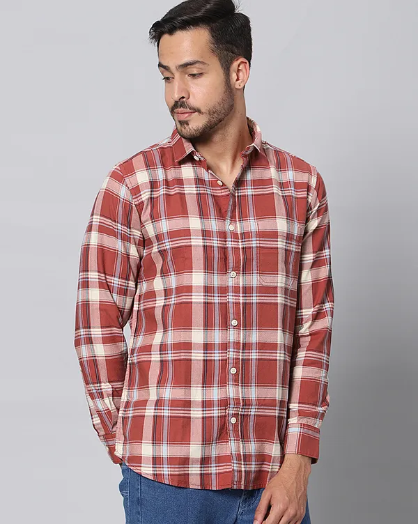 Red_Cotton_Checks_Slim_Fit_Full_Sleeve_Shirt_For_Men
