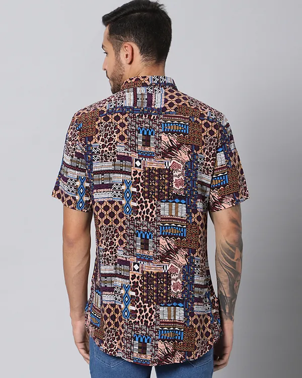 Multicolor_Rayon_Abstract_Slim_Fit_Half_Sleeve_Shirt_For_Men