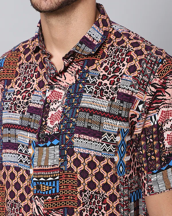 Multicolor_Rayon_Abstract_Slim_Fit_Half_Sleeve_Shirt_For_Men