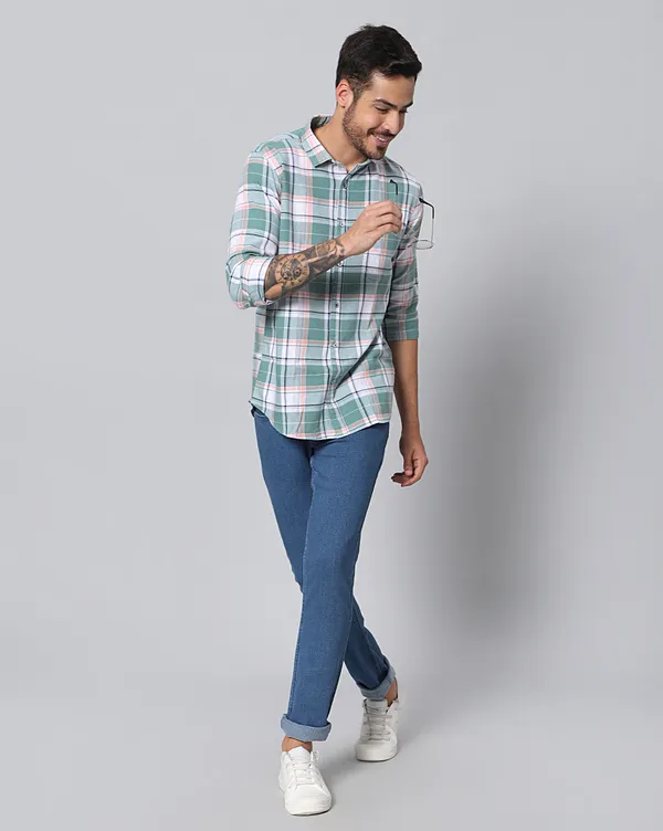 Green_Cotton_Checks_Slim_Fit_Full_Sleeve_Shirt_For_Men